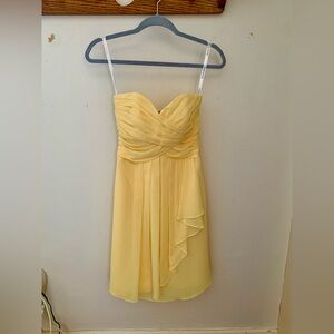 David’s Bridal Yellow Strapless Mini Dress